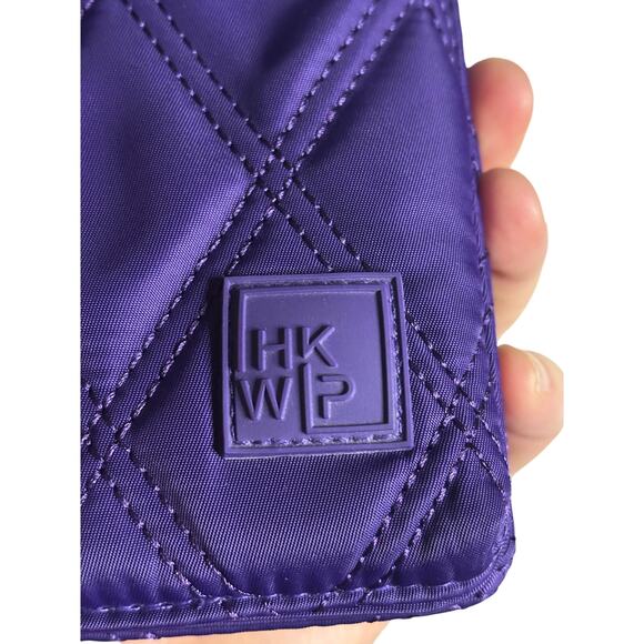 HKWP Purple Quilted Phone Wallet Crossbody Bag RFID Slots Detachable Strap - Picture 3 of 11